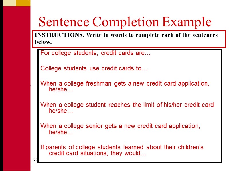 Ch 8 26 Sentence Completion Example INSTRUCTIONS. Write in words to complete each of